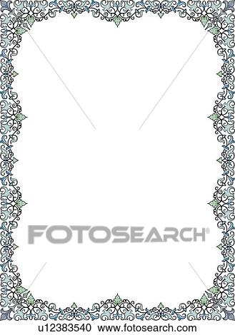 Clipart - Green and Blue Victorian Border. Fotosearch