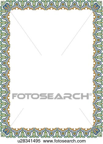 Clipart - Green and Brown Art Nouveau Border. Fotosearch