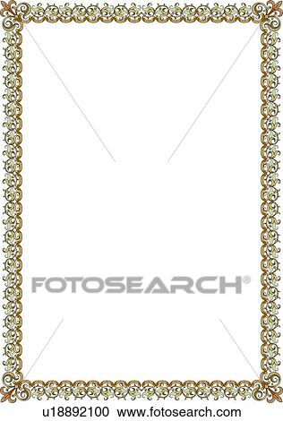 Green and Brown Baroque Border View Large Clip Art Graphic Clipart - Green and Brown Baroque Border. Fotosearch