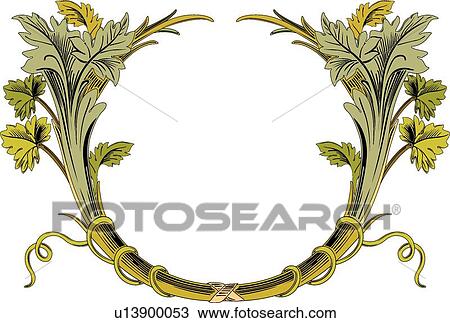 Clipart - Green and brown branch leaf Frame. Fotosearch