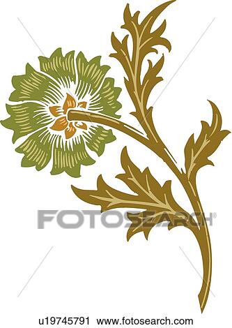 Clipart - Green and brown flower Design Ornament. Fotosearch