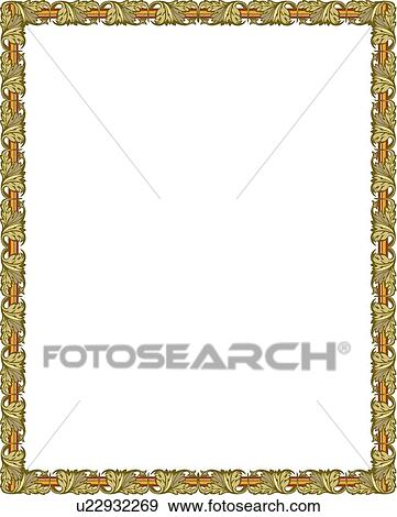 Green and brown leaf victorian Border View Large Clip Art Graphic Clip Art - Green and brown leaf victorian Border. Fotosearch