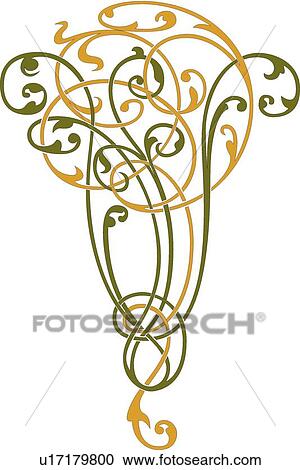 Green and brown scroll Design Ornament View Large Clip Art Graphic Clipart - Green and brown scroll Design Ornament. Fotosearch