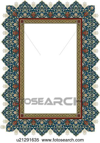 Green and Burgundy Arabesque Border View Large Clip Art Graphic Clipart - Green and Burgundy Arabesque Border. Fotosearch