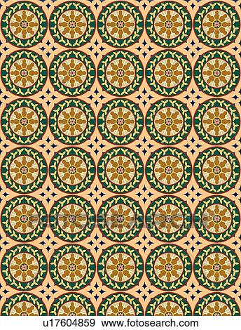 Clip Art - Green and coral background pattern. Fotosearch