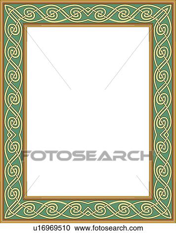 Clipart - Green and Cream Celtic Border. Fotosearch