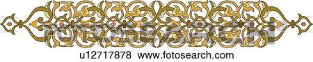 Clip Art - Green and Gold Arabesque Design. Fotosearch