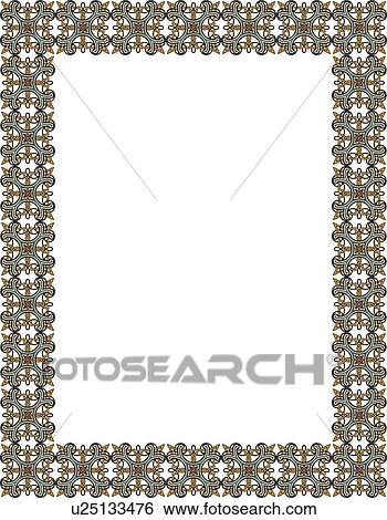 Clip Art - Green and Gold Art Nouveau Border. Fotosearch