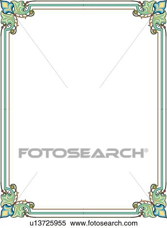 Green and gold Border wotj green leaf and blue and yellow flower decorative corners View Large Clip Art Graphic Clipart - Green and gold Border wotj green leaf and blue and yellow flower decorative corners. Fotosearch