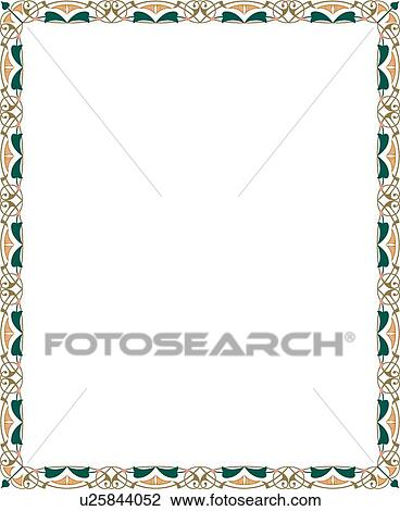 Green and Gold Fancy Border View Large Clip Art Graphic Clipart - Green and Gold Fancy Border. Fotosearch