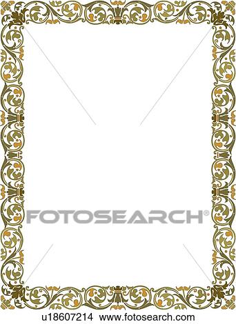 Green and Gold Floral Border View Large Clip Art Graphic Clipart - Green and Gold Floral Border. Fotosearch