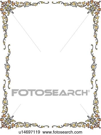 Green and Gold Floral Border with Decorative Corners View Large Clip Art Graphic Clip Art - Green and Gold Floral Border with Decorative Corners. Fotosearch
