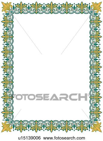 Green and Gold Flourish Border View Large Clip Art Graphic Clip Art - Green and Gold Flourish Border. Fotosearch