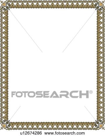 Green and gold heart pattern victorian Border View Large Clip Art Graphic Clip Art - Green and gold heart pattern victorian Border. Fotosearch
