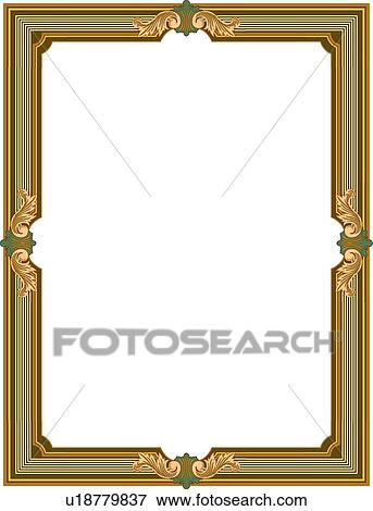 Green, and gold leaf victorian Border View Large Clip Art Graphic Clip Art - Green, and gold leaf victorian Border. Fotosearch