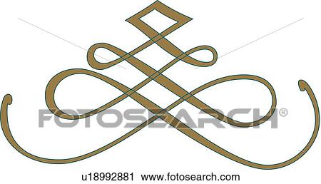 Clipart - Green and gold line art. Fotosearch