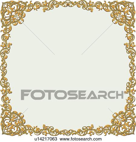Green and Gold Ornate Frame View Large Clip Art Graphic Clipart - Green and Gold Ornate Frame. Fotosearch