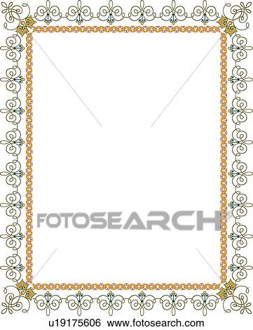 Clip Art - Green and Gold Victorian Border. Fotosearch
