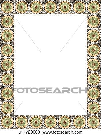 Green and Orange Floral Border View Large Clip Art Graphic Clip Art - Green and Orange Floral Border. Fotosearch