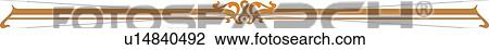 Clipart - Green and orange horizontal Design Ornament header. Fotosearch