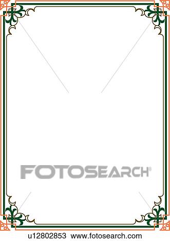 Green and Orange Line Border with Decorative Corners View Large Clip Art Graphic Clipart - Green and Orange Line Border with Decorative Corners. Fotosearch