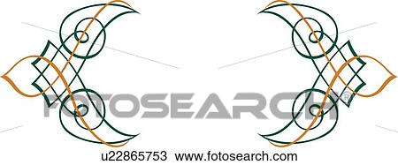 Clipart - Green and Orange Printer Ornament. Fotosearch