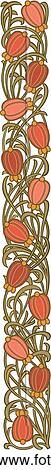 Clip Art - Green and orange vertical floral design ornament. Fotosearch