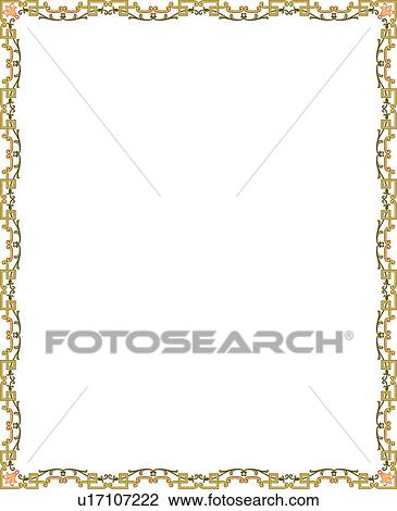 Clipart - Green and Pink Delicate Border. Fotosearch