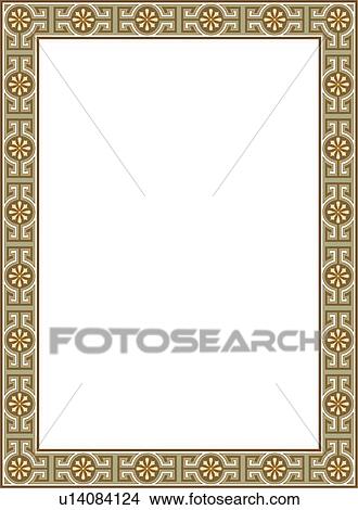 Green and pink pattern in victorian Border View Large Clip Art Graphic Clipart - Green and pink pattern in victorian Border. Fotosearch