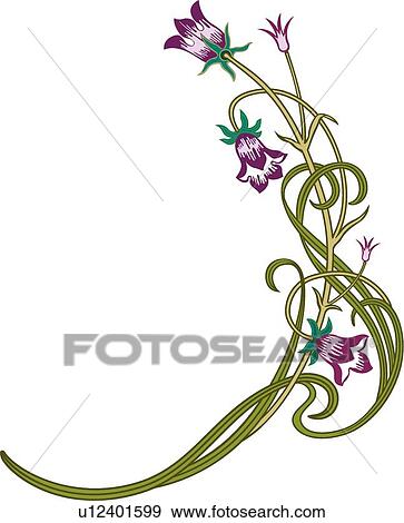 Clip Art - Green and purple flower Design Ornament. Fotosearch