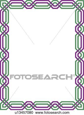 Green and purple line arabesque Border View Large Clip Art Graphic Clipart - Green and purple line arabesque Border. Fotosearch