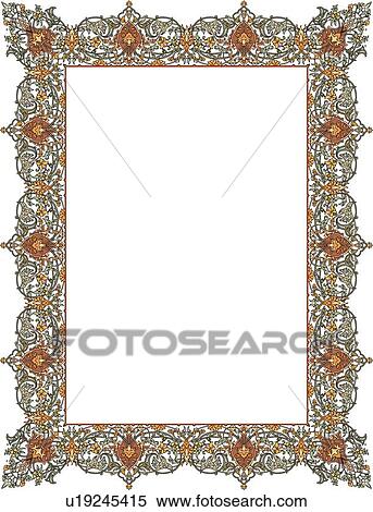 Clipart - Green and Red Arabesque Border. Fotosearch