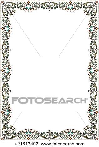 Clip Art - Green and Red Baroque Border. Fotosearch