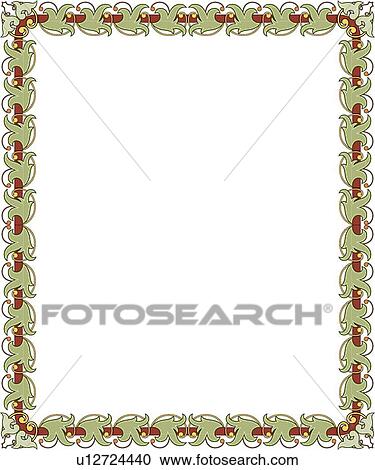 Green and Red Baroque Border View Large Clip Art Graphic Clipart - Green and Red Baroque Border. Fotosearch