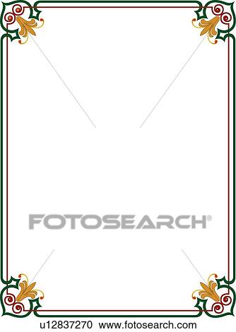 Green and red Border with orange floral decorative corners View Large Clip Art Graphic Clipart - Green and red Border with orange floral decorative corners. Fotosearch