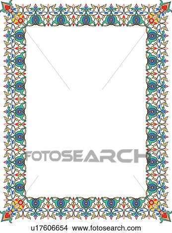 Green and Tan Arabesque Border View Large Clip Art Graphic Clipart - Green and Tan Arabesque Border. Fotosearch