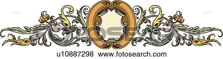 Green and yellow floral Banner with oval scroll centerpiece View Large Clip Art Graphic Clip Art - Green and yellow floral Banner with oval scroll centerpiece. Fotosearch