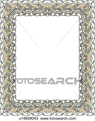 Green and Yellow Floral Border View Large Clip Art Graphic Clipart - Green and Yellow Floral Border. Fotosearch