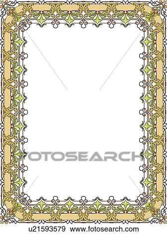 Green and yellow floral victorian Border View Large Clip Art Graphic Clip Art - Green and yellow floral victorian Border. Fotosearch