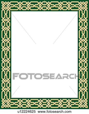 Green and yellow knot arabesque Border View Large Clip Art Graphic Clipart - Green and yellow knot arabesque Border. Fotosearch