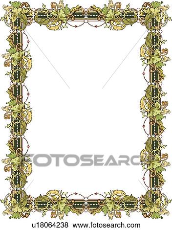 Green and yellow leaf and vine victorian Border View Large Clip Art Graphic Clip Art - Green and yellow leaf and vine victorian Border. Fotosearch