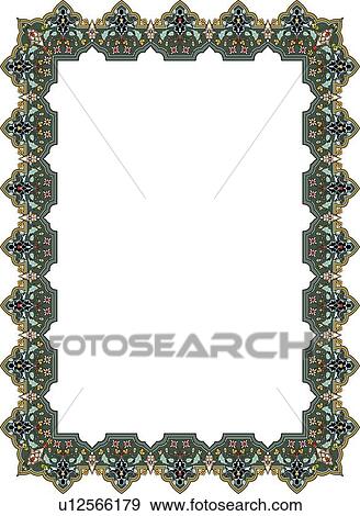 Clip Art - Green Arabesque Border. Fotosearch