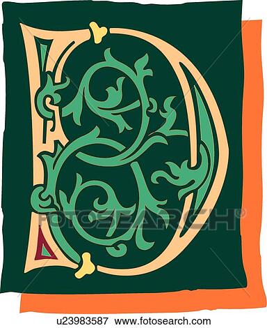 Clip Art - Green background letter D. Fotosearch