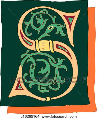 Clipart - Green background letter S. Fotosearch