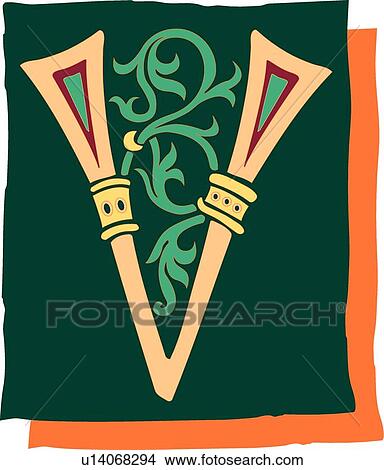 Clipart - Green background letter V. Fotosearch