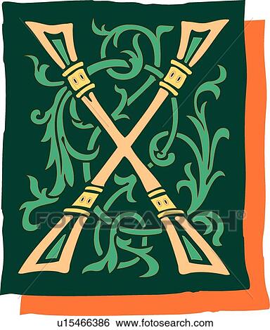 Clip Art - Green background letter X. Fotosearch