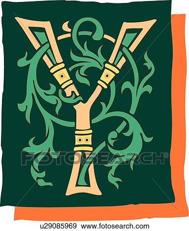 Clip Art - Green background letter Y. Fotosearch