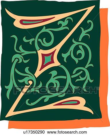 Clipart - Green background letter Z. Fotosearch