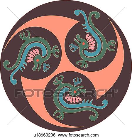 Green, blue and pink circular Design Ornament with lizards View Large Clip Art Graphic Clip Art - Green, blue and pink circular Design Ornament with lizards. Fotosearch