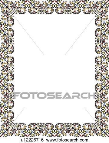 Clip Art - Green, blue and purple rectangle victorian Border. Fotosearch